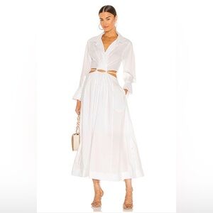 SIMKHAI Alexa White Shirt Cut Out Dress Size L
